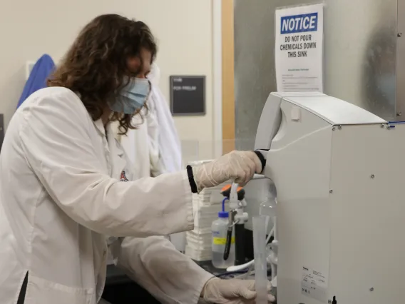 researcher studying water in the lab